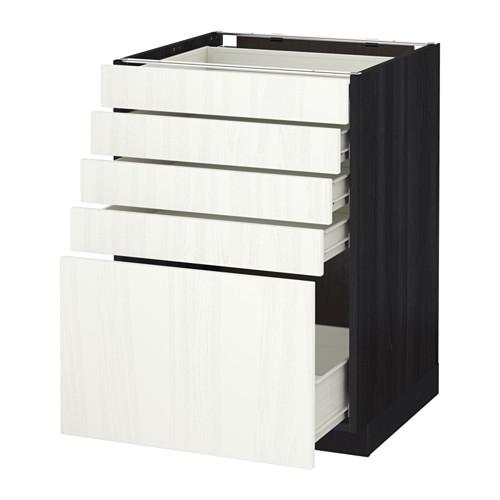 МЕТОД / ФОРВАРА Напольный шкаф с 5 ящиками - 60x60 см, Росдаль белый ясень, под дерево черный МЕТОД / ФОРВАРА Напольный шкаф с 5 ящиками - 60x60 см, Росдаль белый ясень, под дерево черный