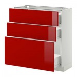 МЕТОД / ФОРВАРА Напольный шкаф с 3 ящиками - 80x37 см, Рингульт глянцевый красный, белый МЕТОД / ФОРВАРА Напольный шкаф с 3 ящиками - 80x37 см, Рингульт глянцевый красный, белый