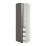 МЕТОД / ФОРВАРА Высокий шкаф+полки/3 ящика/2 дверцы - 60x60x200 см, Рингульт глянцевый серый, белый МЕТОД / ФОРВАРА Высокий шкаф+полки/3 ящика/2 дверцы - 60x60x200 см, Рингульт глянцевый серый, белый