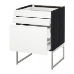 МЕТОД / МАКСИМЕРА Напольн шкаф 3фронт пнл/2низ/2ср ящ - под дерево черный, Воксторп белый, 60x60x60 см МЕТОД / МАКСИМЕРА Напольн шкаф 3фронт пнл/2низ/2ср ящ - под дерево черный, Воксторп белый, 60x60x60 см