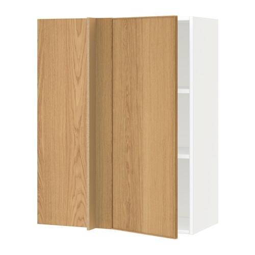 МЕТОД Угловой навесной шкаф с полками - белый, Экестад дуб, 88x37x100 см МЕТОД Угловой навесной шкаф с полками - белый, Экестад дуб, 88x37x100 см