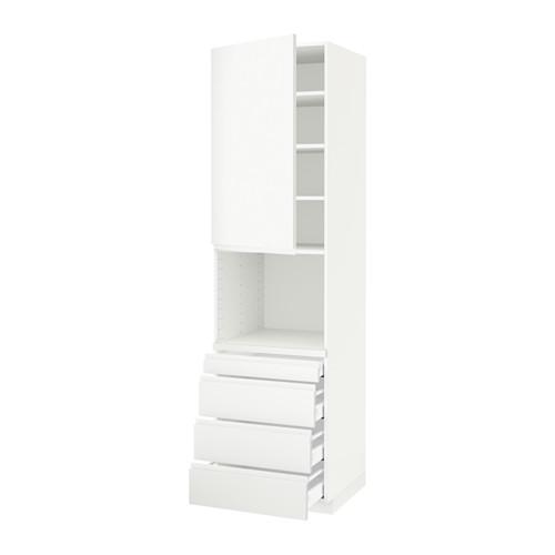 МЕТОД / МАКСИМЕРА Высокий шкаф д/комбинир СВЧ/4 ящика - белый, Воксторп белый, 60x60x220 см