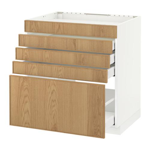 МЕТОД / МАКСИМЕРА Напольн шк д/вар панели/5фасад/4ящ - белый, Экестад дуб, 80x60 см МЕТОД / МАКСИМЕРА Напольн шк д/вар панели/5фасад/4ящ - белый, Экестад дуб, 80x60 см