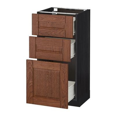 МЕТОД / ФОРВАРА Напольный шкаф с 3 ящиками - 40x37 см, Филипстад коричневый, под дерево черный