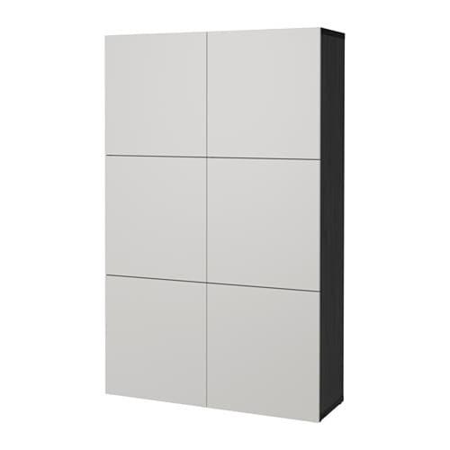 БЕСТО Комбинация для хранения с дверцами - черно-коричневый/Лаппвикен светло-серый