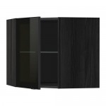 МЕТОД Углов навесн шк с полками/сткл дв - под дерево черный, Ютис дымчатое стекло/черный, 68x60 см МЕТОД Углов навесн шк с полками/сткл дв - под дерево черный, Ютис дымчатое стекло/черный, 68x60 см