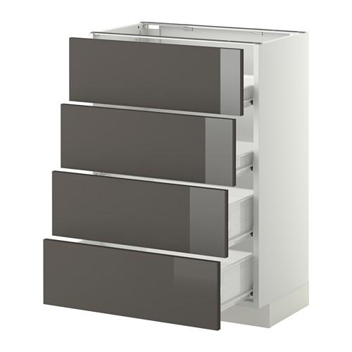 МЕТОД / ФОРВАРА Напольн шкаф 4 фронт панели/4 ящика - белый, Рингульт глянцевый серый, 60x37 см МЕТОД / ФОРВАРА Напольн шкаф 4 фронт панели/4 ящика - белый, Рингульт глянцевый серый, 60x37 см
