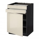 МЕТОД / МАКСИМЕРА Нап шк д/вар панели/дв/2фасада/1ящ - под дерево черный, Воксторп глянцевый светло-бежевый