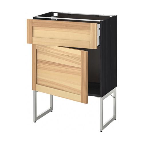 МЕТОД / МАКСИМЕРА Напольный шкаф с ящиком/дверью - под дерево черный, Торхэмн естественный ясень, 60x37x60 см МЕТОД / МАКСИМЕРА Напольный шкаф с ящиком/дверью - под дерево черный, Торхэмн естественный ясень, 60x37x60 см