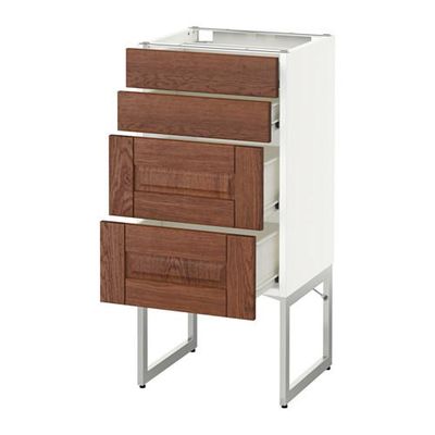 МЕТОД / ФОРВАРА Нплн шк 4 фронт/2 низк/2средн ящ - 40x37x60 см, Филипстад коричневый, белый