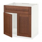 МЕТОД Напольн шкаф п-мойку 2 двр/фрн пнл - белый, Филипстад коричневый