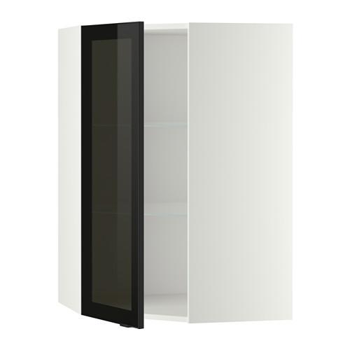 МЕТОД Углов навесн шк с полками/сткл дв - белый, Ютис дымчатое стекло/черный, 68x100 см МЕТОД Углов навесн шк с полками/сткл дв - белый, Ютис дымчатое стекло/черный, 68x100 см