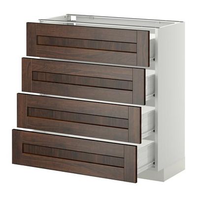 МЕТОД / ФОРВАРА Напольн шкаф 4 фронт панели/4 ящика - 80x37 см, Эдсерум под дерево коричневый, белый МЕТОД / ФОРВАРА Напольн шкаф 4 фронт панели/4 ящика - 80x37 см, Эдсерум под дерево коричневый, белый