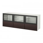 БЕСТО Тумба под ТВ, с дверцами и ящиками - белый Синдвик/Инвикен черно-коричневый прозрачное стекло, направляющие ящика,нажимные БЕСТО Тумба под ТВ, с дверцами и ящиками - белый Синдвик/Инвикен черно-коричневый прозрачное стекло, направляющие ящика,нажимные