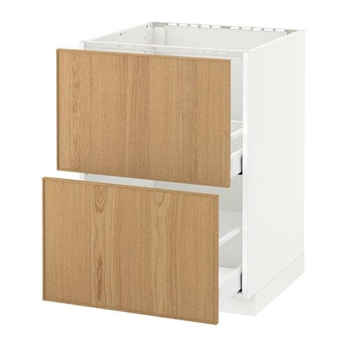 МЕТОД / МАКСИМЕРА Напольн шк п-мойку+2фрнт пнл/2 ящ - белый, Экестад дуб, 60x60 см МЕТОД / МАКСИМЕРА Напольн шк п-мойку+2фрнт пнл/2 ящ - белый, Экестад дуб, 60x60 см