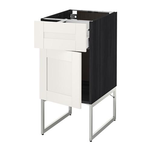 МЕТОД / МАКСИМЕРА Напольный шкаф с ящиком/дверью - под дерево черный, Сэведаль белый, 40x60x60 см МЕТОД / МАКСИМЕРА Напольный шкаф с ящиком/дверью - под дерево черный, Сэведаль белый, 40x60x60 см