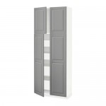 МЕТОД / МАКСИМЕРА Высокий шкаф/4дверцы/4ящика - белый, Будбин серый