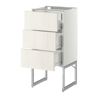 МЕТОД / ФОРВАРА Напольн шкаф 3фронт пнл/2низ/2ср ящ - 40x37x60 см, Росдаль белый ясень, белый