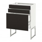 МЕТОД / МАКСИМЕРА Напольн шкаф 3фронт пнл/2низ/2ср ящ - белый, Кунгсбакка антрацит, 60x37x60 см МЕТОД / МАКСИМЕРА Напольн шкаф 3фронт пнл/2низ/2ср ящ - белый, Кунгсбакка антрацит, 60x37x60 см