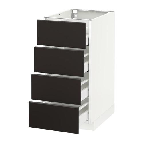 МЕТОД / МАКСИМЕРА Напольн шкаф 4 фронт панели/4 ящика - белый, Кунгсбакка антрацит, 40x60 см МЕТОД / МАКСИМЕРА Напольн шкаф 4 фронт панели/4 ящика - белый, Кунгсбакка антрацит, 40x60 см