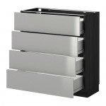 МЕТОД / ФОРВАРА Напольн шкаф 4 фронт панели/4 ящика - 80x37 см, Гревста нержавеющ сталь, под дерево черный МЕТОД / ФОРВАРА Напольн шкаф 4 фронт панели/4 ящика - 80x37 см, Гревста нержавеющ сталь, под дерево черный