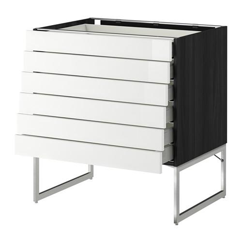 МЕТОД / МАКСИМЕРА Напольн шкаф 6фронт пнл/6 низ ящ - под дерево черный, Рингульт глянцевый белый, 80x60x60 см МЕТОД / МАКСИМЕРА Напольн шкаф 6фронт пнл/6 низ ящ - под дерево черный, Рингульт глянцевый белый, 80x60x60 см