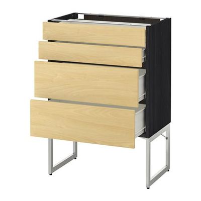 МЕТОД / ФОРВАРА Нплн шк 4 фронт/2 низк/2средн ящ - 60x37x60 см, Тингсрид под березу, под дерево черный МЕТОД / ФОРВАРА Нплн шк 4 фронт/2 низк/2средн ящ - 60x37x60 см, Тингсрид под березу, под дерево черный