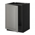 МЕТОД Напольный шкаф для раковины - под дерево черный, Будбин серый