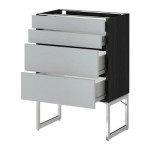 МЕТОД / ФОРВАРА Нплн шк 4 фронт/2 низк/2средн ящ - 60x37x60 см, Веддинге серый, под дерево черный