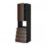 МЕТОД / ФОРВАРА Высок шкаф д/духовки/дверца/4ящика - под дерево черный, Эдсерум под дерево коричневый, 60x60x220 см