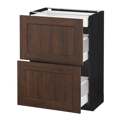 МЕТОД / МАКСИМЕРА Напольный шкаф/2фасада/3ящика - под дерево черный, Эдсерум под дерево коричневый, 60x37 см