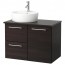 ГОДМОРГОН/ТОЛКЕН / ТОРНВИКЕН Шкаф с раковиной 45 см - антрацит, черно-коричневый