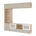 BESTÅ шкаф для ТВ, комбин/стеклян дверцы серый