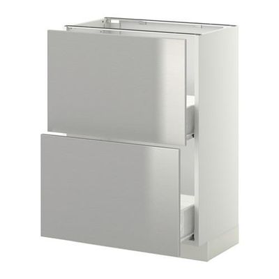 МЕТОД / ФОРВАРА Напольный шкаф с 2 ящиками - 60x37 см, Гревста нержавеющ сталь, белый МЕТОД / ФОРВАРА Напольный шкаф с 2 ящиками - 60x37 см, Гревста нержавеющ сталь, белый