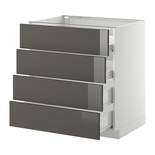 МЕТОД / ФОРВАРА Напольн шкаф 4 фронт панели/4 ящика - белый, Рингульт глянцевый серый, 80x60 см МЕТОД / ФОРВАРА Напольн шкаф 4 фронт панели/4 ящика - белый, Рингульт глянцевый серый, 80x60 см