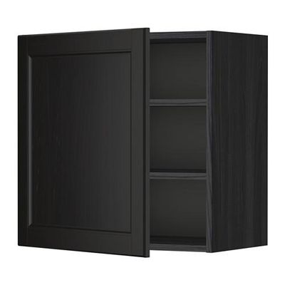 МЕТОД Шкаф навесной с полкой - 60x60 см, Лаксарби черно-коричневый, под дерево черный МЕТОД Шкаф навесной с полкой - 60x60 см, Лаксарби черно-коричневый, под дерево черный