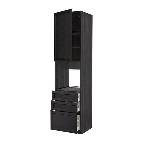 МЕТОД / МАКСИМЕРА Высокий шкаф д/духовки/дверь/3ящика - под дерево черный, Лерх черная морилка, 60x60x240 см МЕТОД / МАКСИМЕРА Высокий шкаф д/духовки/дверь/3ящика - под дерево черный, Лерх черная морилка, 60x60x240 см