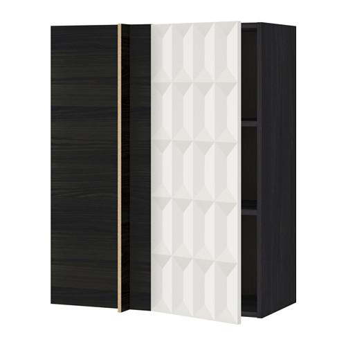 МЕТОД Угловой навесной шкаф с полками - под дерево черный, Гэррестад белый, 88x37x100 см МЕТОД Угловой навесной шкаф с полками - под дерево черный, Гэррестад белый, 88x37x100 см