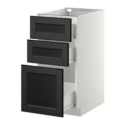 МЕТОД / ФОРВАРА Напольный шкаф с 3 ящиками - 40x60 см, Лаксарби черно-коричневый, белый МЕТОД / ФОРВАРА Напольный шкаф с 3 ящиками - 40x60 см, Лаксарби черно-коричневый, белый