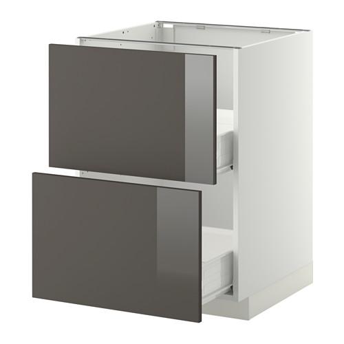 МЕТОД / ФОРВАРА Наполн шк 2 фрнт/2 средн ящ - белый, Рингульт глянцевый серый, 60x60 см МЕТОД / ФОРВАРА Наполн шк 2 фрнт/2 средн ящ - белый, Рингульт глянцевый серый, 60x60 см