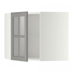 МЕТОД Углов навесн шк с полками/сткл дв - белый, Будбин серый, 68x60 см