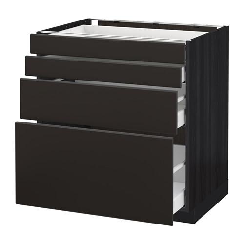 МЕТОД / МАКСИМЕРА Напольн шкаф 4 фронт панели/4 ящика - под дерево черный, Кунгсбакка антрацит, 80x60 см МЕТОД / МАКСИМЕРА Напольн шкаф 4 фронт панели/4 ящика - под дерево черный, Кунгсбакка антрацит, 80x60 см