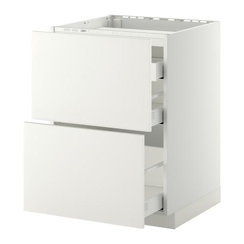 МЕТОД / МАКСИМЕРА Напольн шкаф/2 фронт пнл/3 ящика - белый, Хэггеби белый, 60x60 см