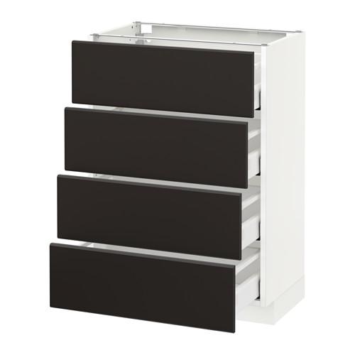 МЕТОД / МАКСИМЕРА Напольн шкаф 4 фронт панели/4 ящика - белый, Кунгсбакка антрацит, 60x37 см МЕТОД / МАКСИМЕРА Напольн шкаф 4 фронт панели/4 ящика - белый, Кунгсбакка антрацит, 60x37 см