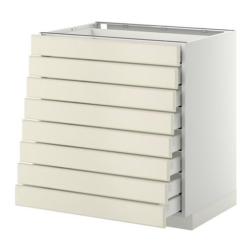 МЕТОД / МАКСИМЕРА Наполн шкаф 8 фронт/8 низк ящиков - белый, Будбин белый с оттенком, 80x60 см