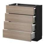 МЕТОД / ФОРВАРА Напольн шкаф 4 фронт панели/4 ящика - 80x37 см, Брокхульт под грецкий орех светло-серый, под дерево черный МЕТОД / ФОРВАРА Напольн шкаф 4 фронт панели/4 ящика - 80x37 см, Брокхульт под грецкий орех светло-серый, под дерево черный