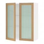 МЕТОД Навесной шкаф с полками/2 стекл дв - белый, Экестад дуб, 80x100 см МЕТОД Навесной шкаф с полками/2 стекл дв - белый, Экестад дуб, 80x100 см