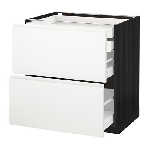МЕТОД / МАКСИМЕРА Напл шк 2 фрнт/2низ/1срд/1 выс ящ - под дерево черный, Воксторп белый, 80x60 см