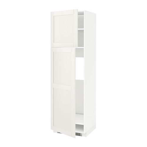 МЕТОД Высокий шкаф д/холодильника/2дверцы - белый, Сэведаль белый, 60x60x200 см