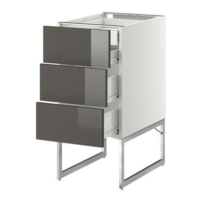 МЕТОД / ФОРВАРА Напольн шкаф 3фронт пнл/2низ/2ср ящ - 40x60x60 см, Рингульт глянцевый серый, белый МЕТОД / ФОРВАРА Напольн шкаф 3фронт пнл/2низ/2ср ящ - 40x60x60 см, Рингульт глянцевый серый, белый